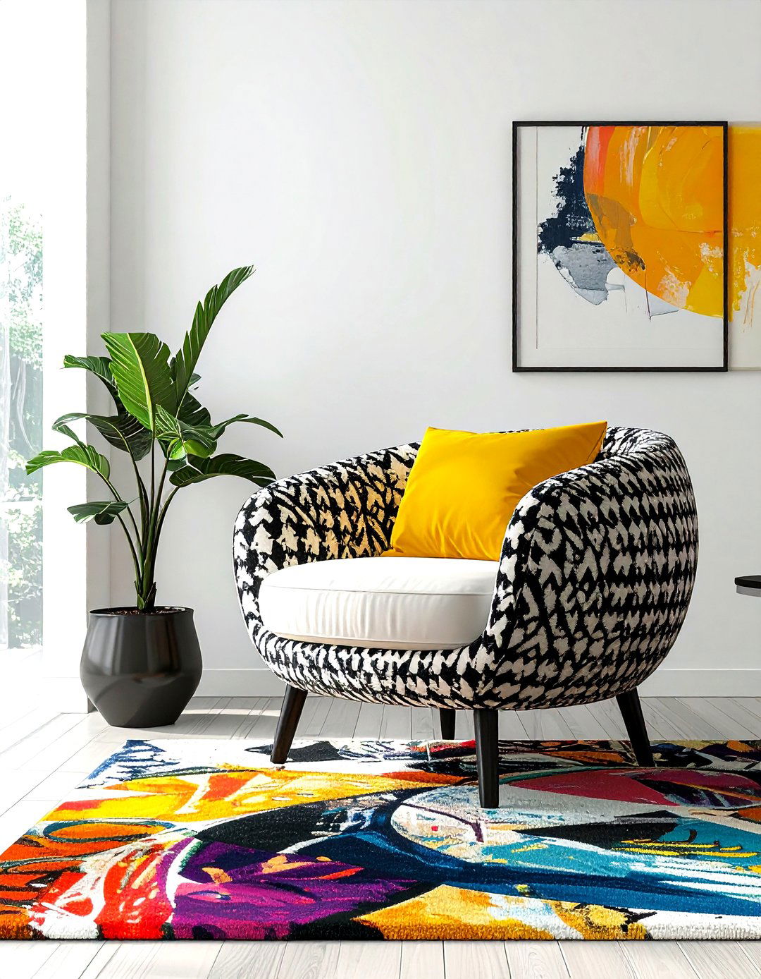 Patterned Barrel Chair - 30 living room barrel chair ideas