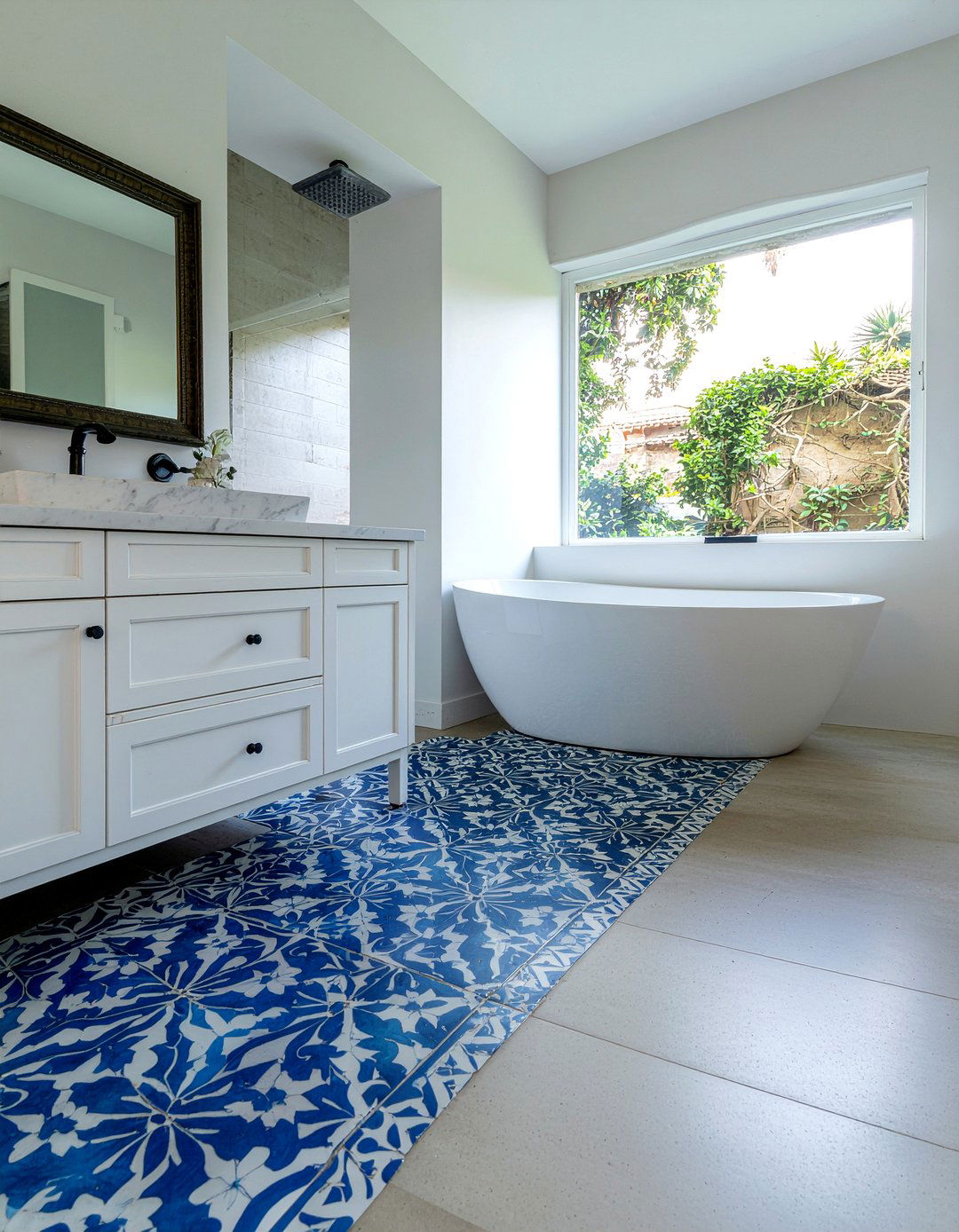 Patterned Cement Tile - 30 bathroom dramatic change ideas