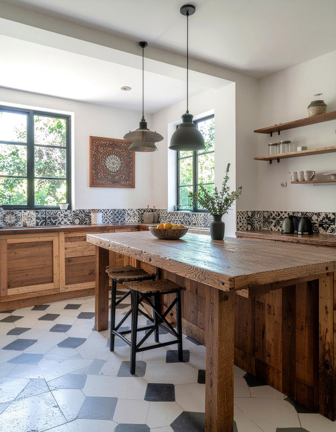 Patterned Cement Tile - 30 Mexican kitchen ideas