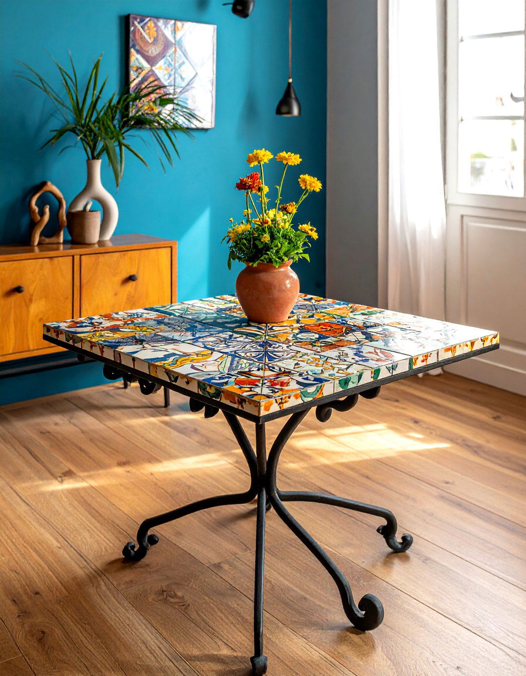 Patterned Ceramic Tiles - 30 thrift store dining room ideas