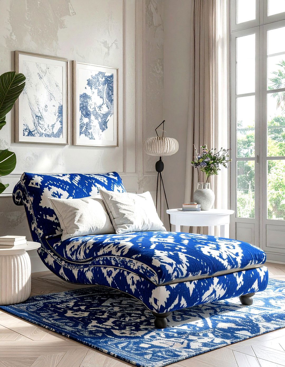 Patterned Chaise Lounge - 30 living room chaise lounge ideas