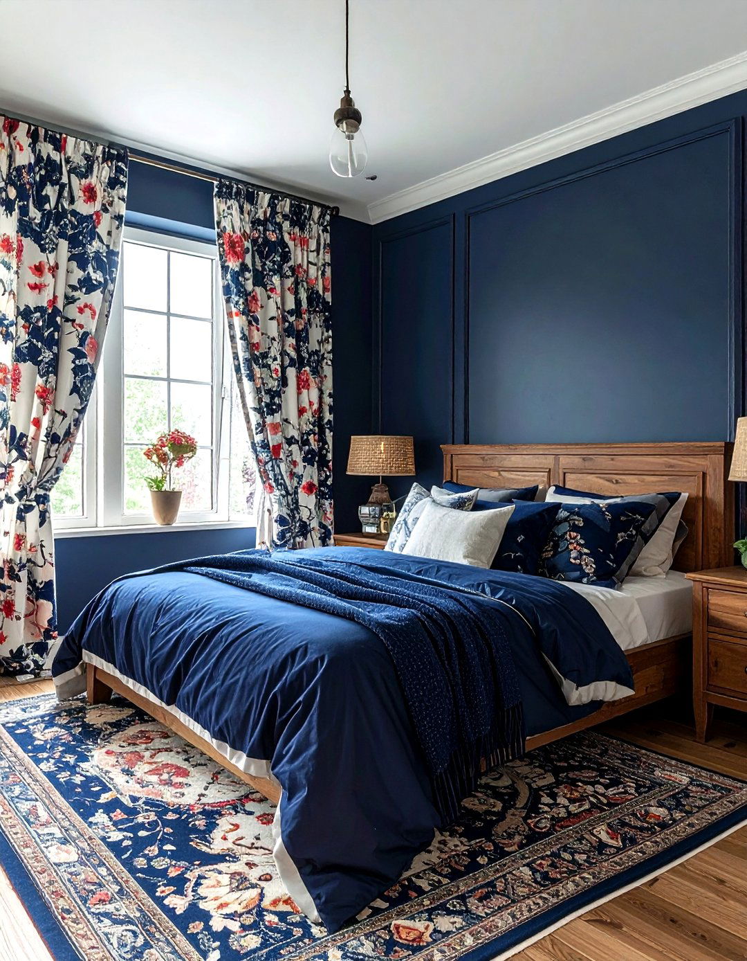 Patterned Curtains Navy Bedroom - 30 bohemian navy bedroom ideas