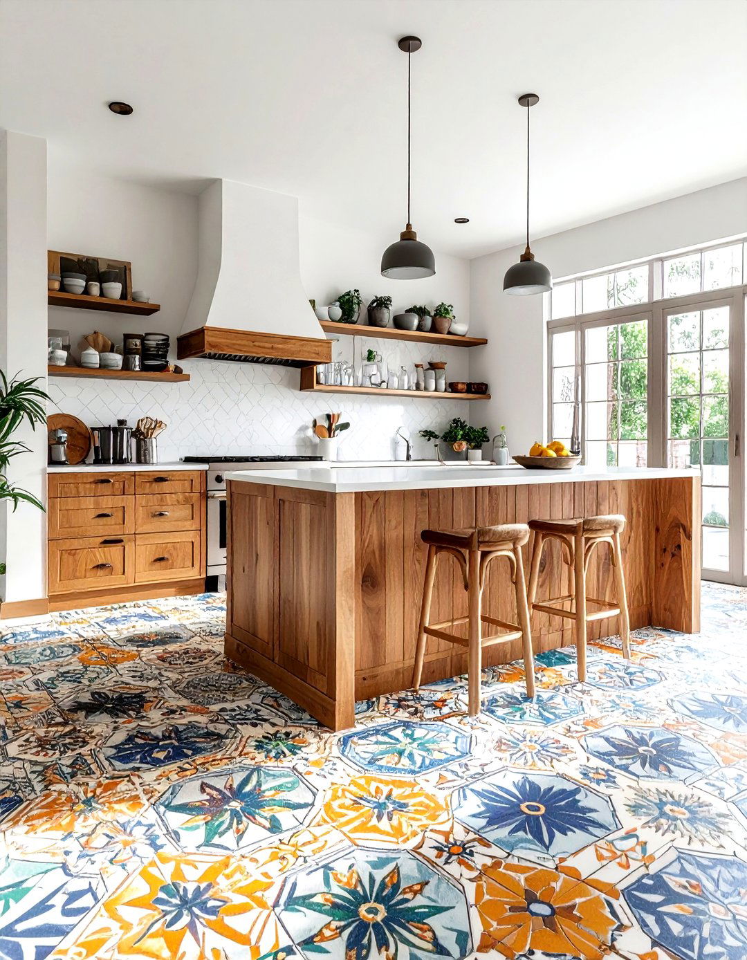 Patterned Encaustic Tile - 30 kitchen floor design ideas