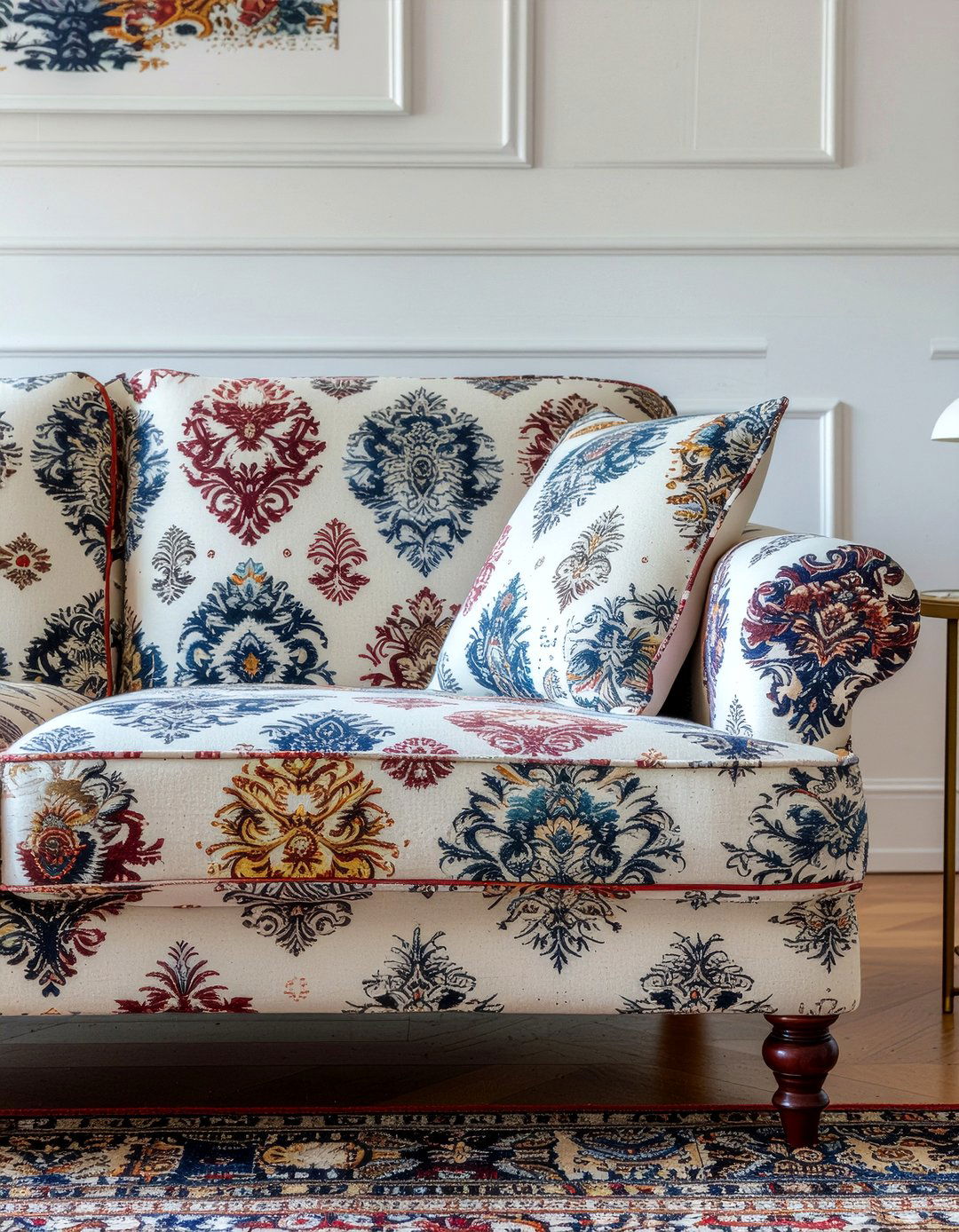 Patterned English Arm Sofa - 30 living room English arm sofa ideas
