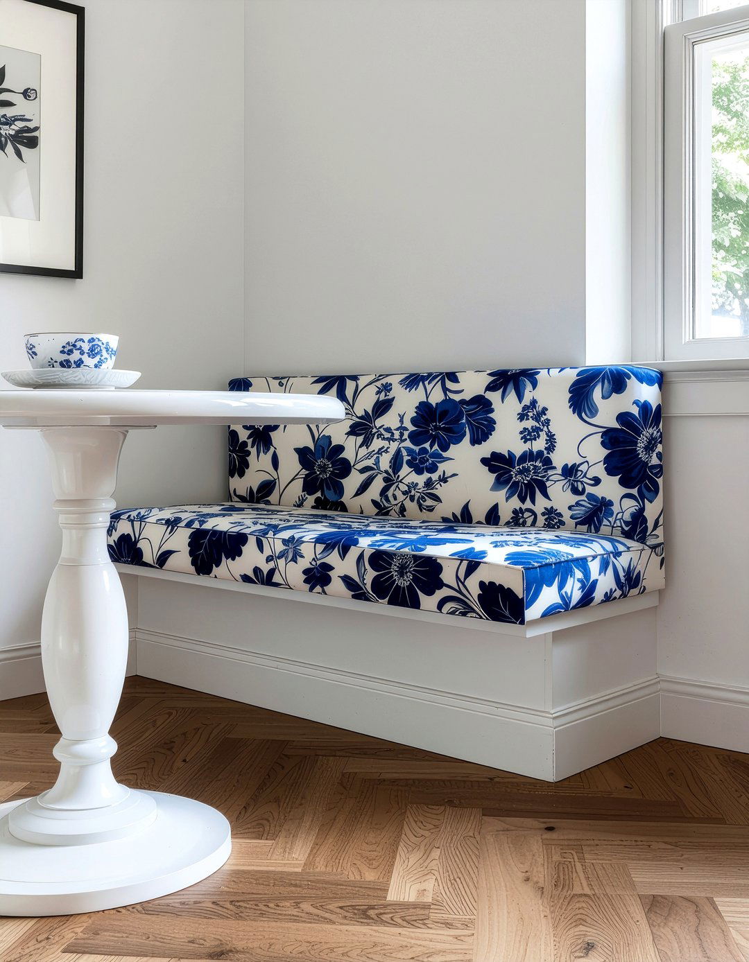 Patterned Fabric Dining Booth - 30 dining room banquette ideas