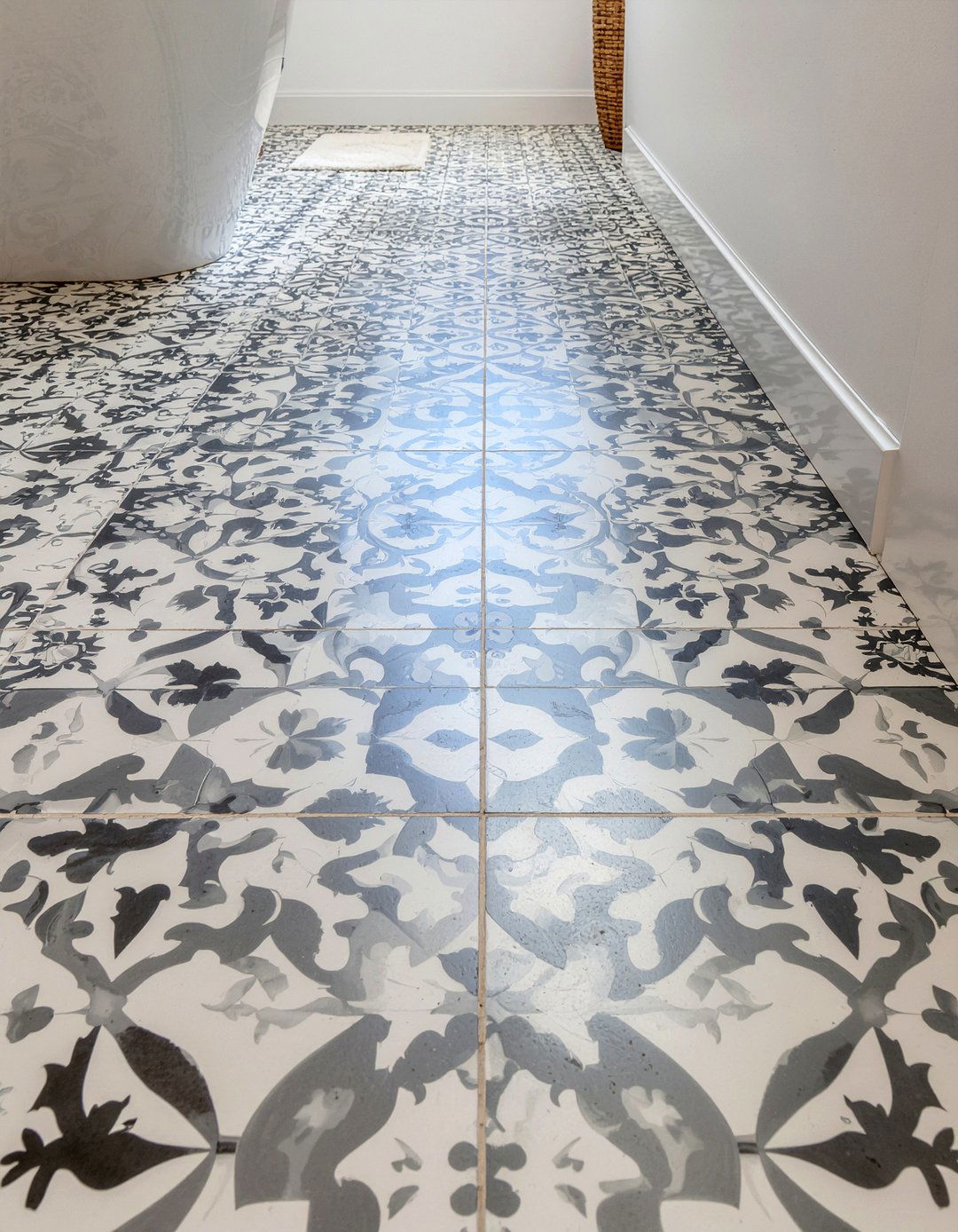 Patterned Floor Tile - 30 small bathroom remodel ideas