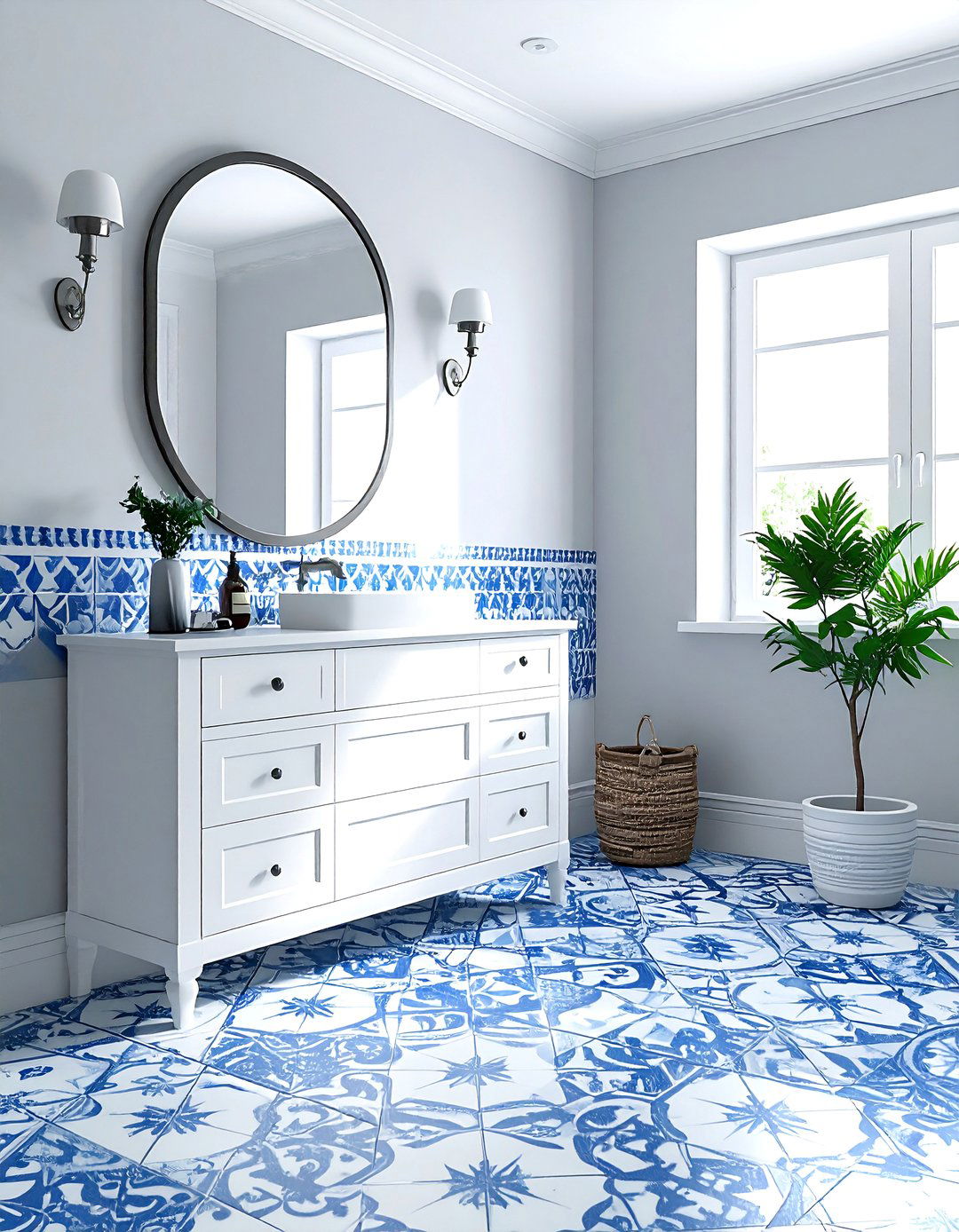 Patterned Floor Tile - 30 bathroom redesign ideas