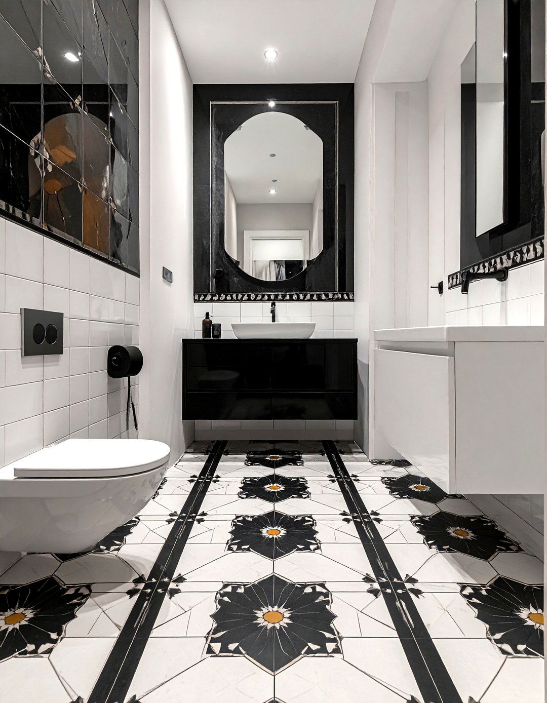 Patterned Floor Tile - 30 toilet room ideas