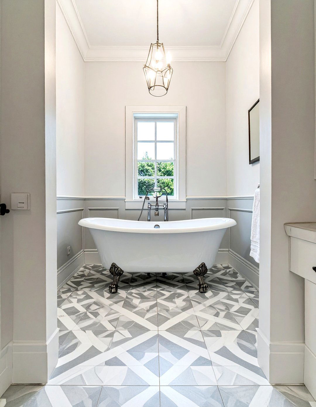 Patterned Floor Tile - 30 transitional bathroom ideas