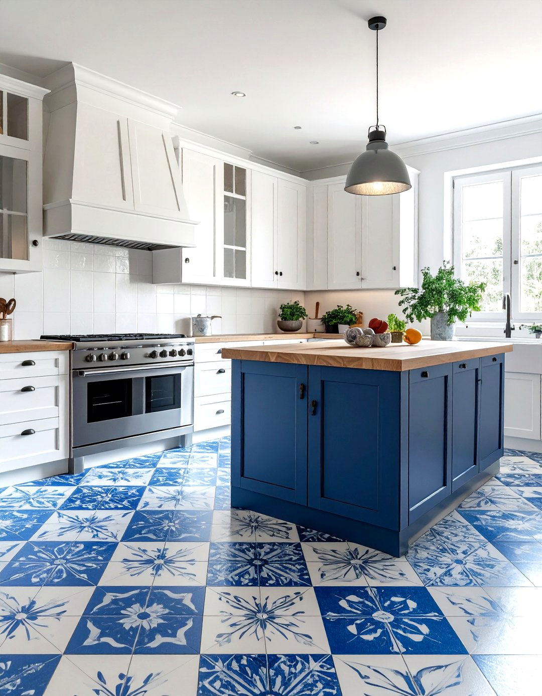 Patterned Floor Tile - 30 balanced kitchen ideas