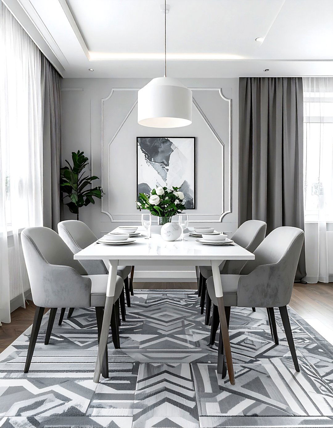 Patterned Gray And White Dining Room - 30 gray and white dining room ideas