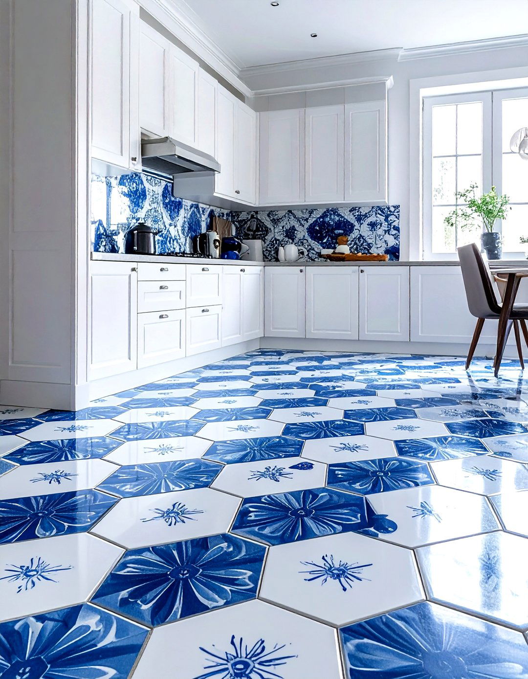 Patterned Hexagon Floor - 30 hexagon floor kitchen ideas