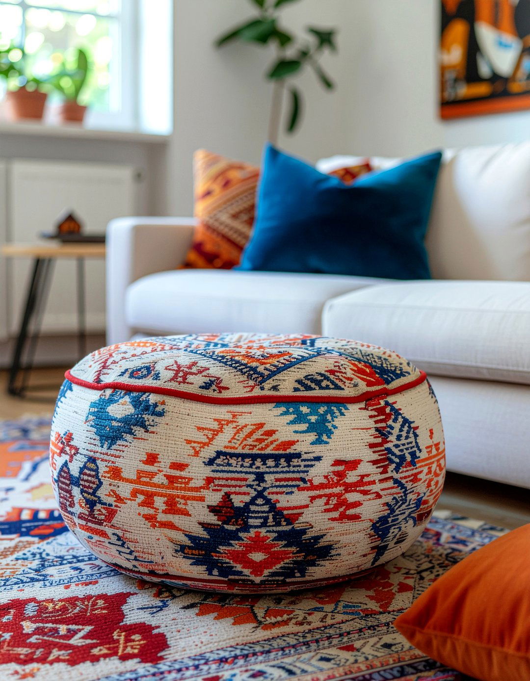 Patterned Kilim Footstool - 30 living room footstool ideas
