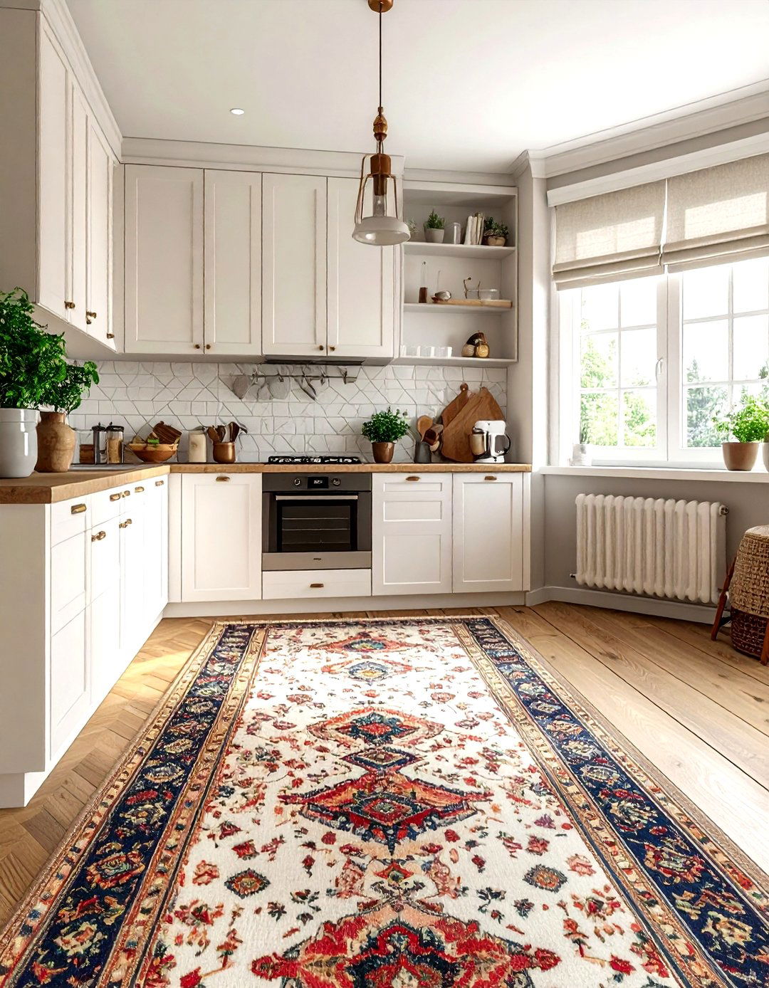 Patterned Rug Kitchen