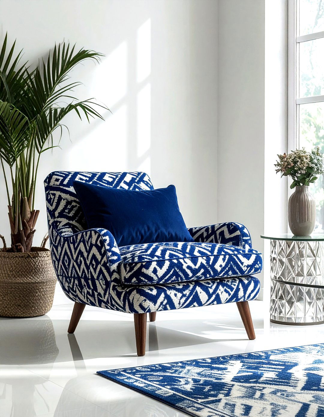 Patterned Slipper Chair - 30 living room slipper chair ideas