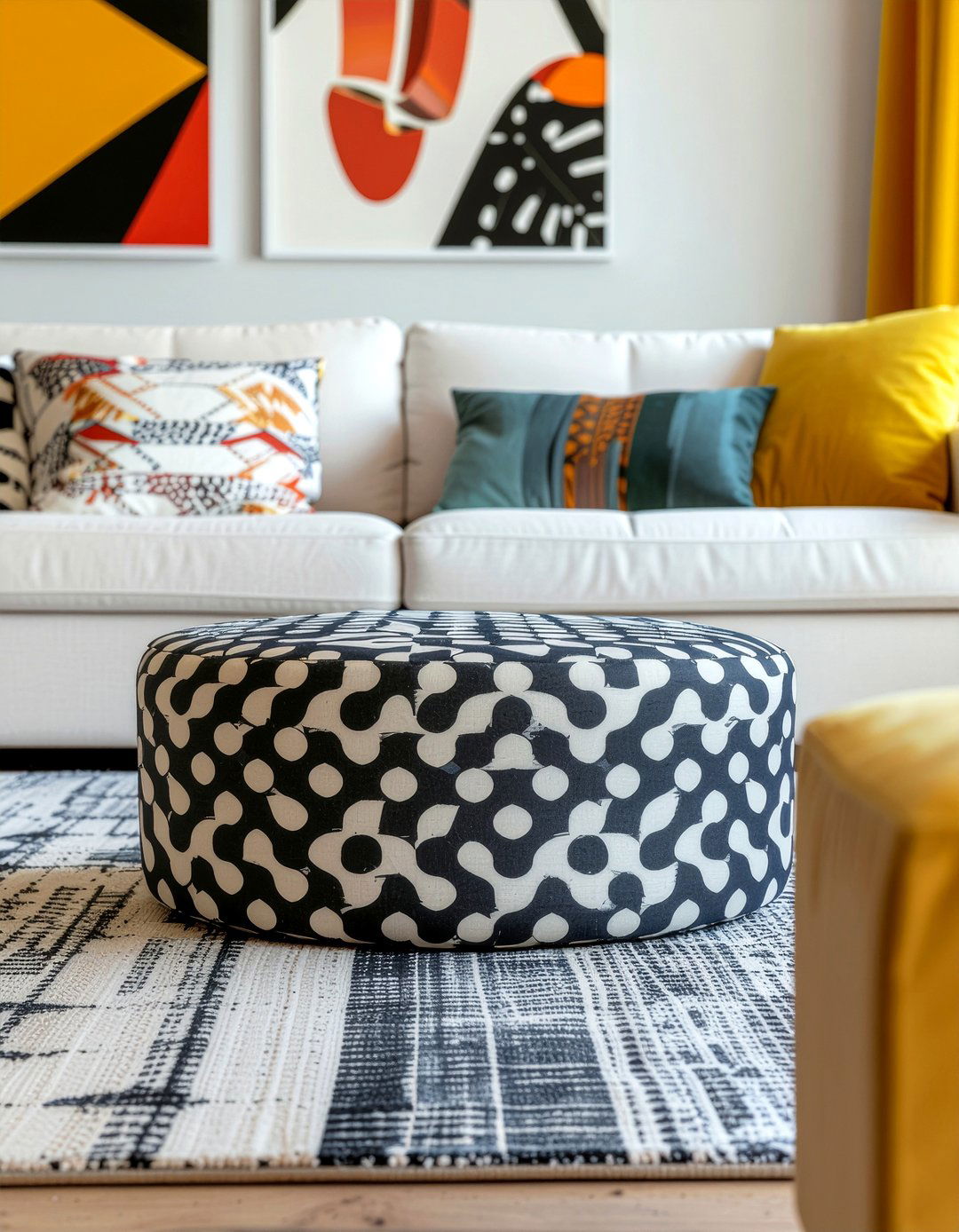 Patterned Storage Ottoman - 30 living room storage ottoman ideas