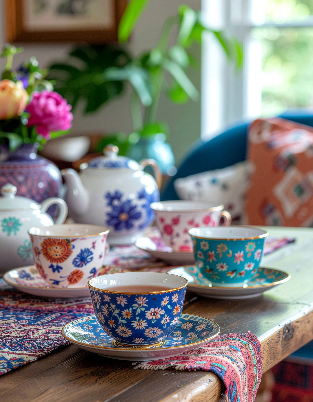 Patterned Tea Cup Collection - 30 dining room tea service ideas
