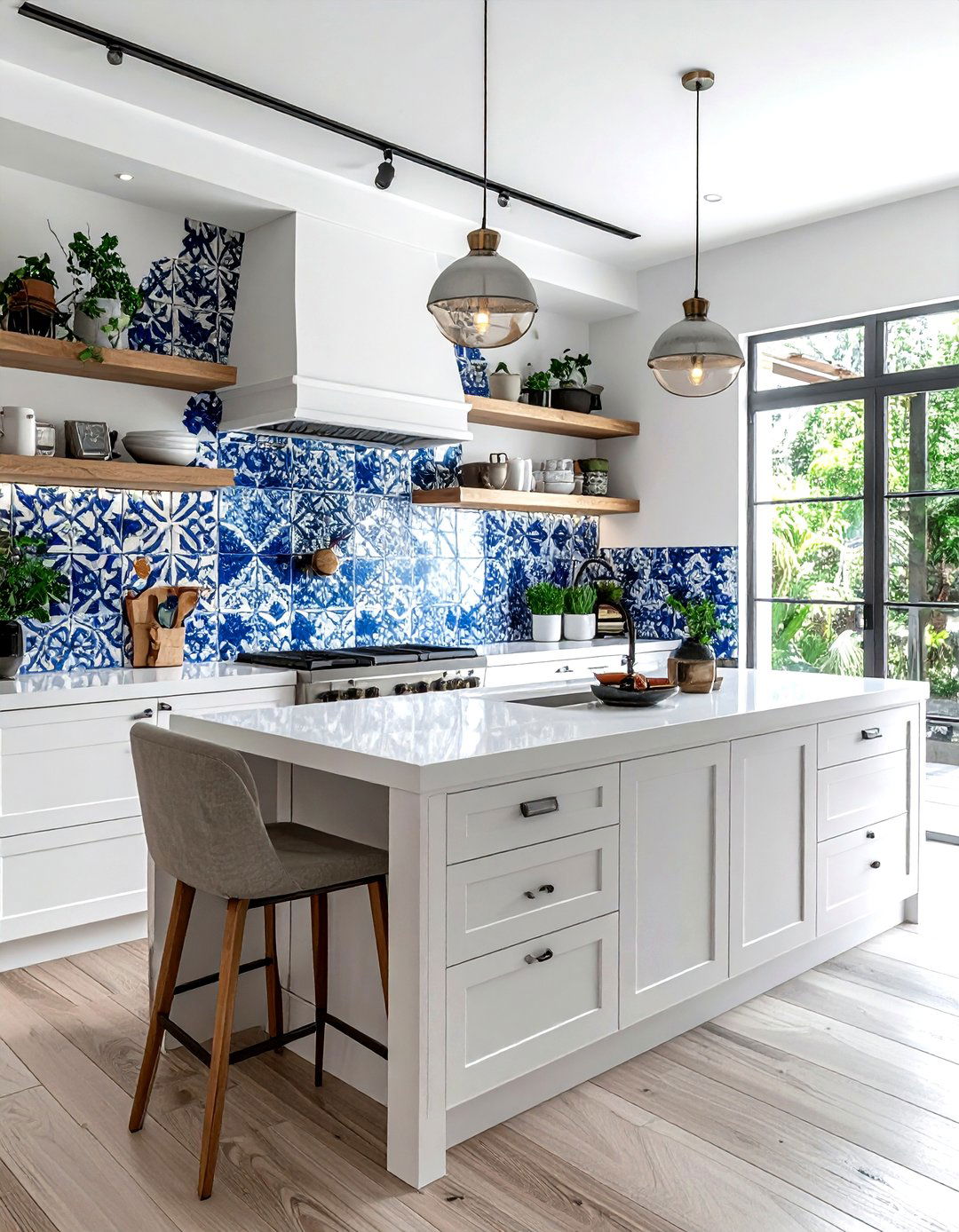 Patterned Tile Backsplash Kitchen - 30 lake house kitchen ideas