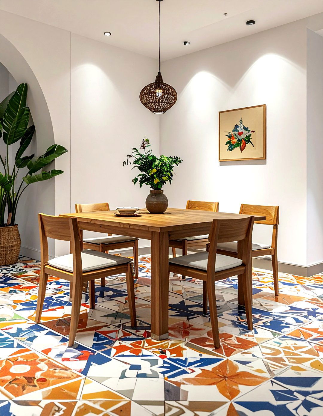 Patterned Tile Dining Floor - 30 Indian dining room ideas