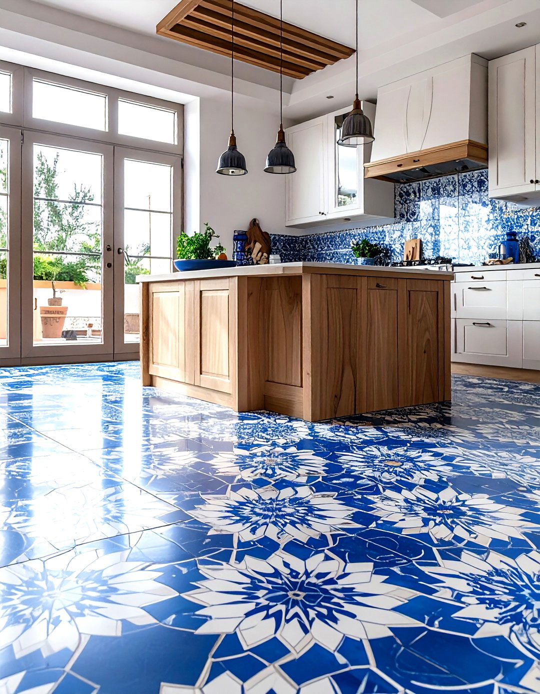 Patterned Tile Floor - 30 bohemian home decor ideas