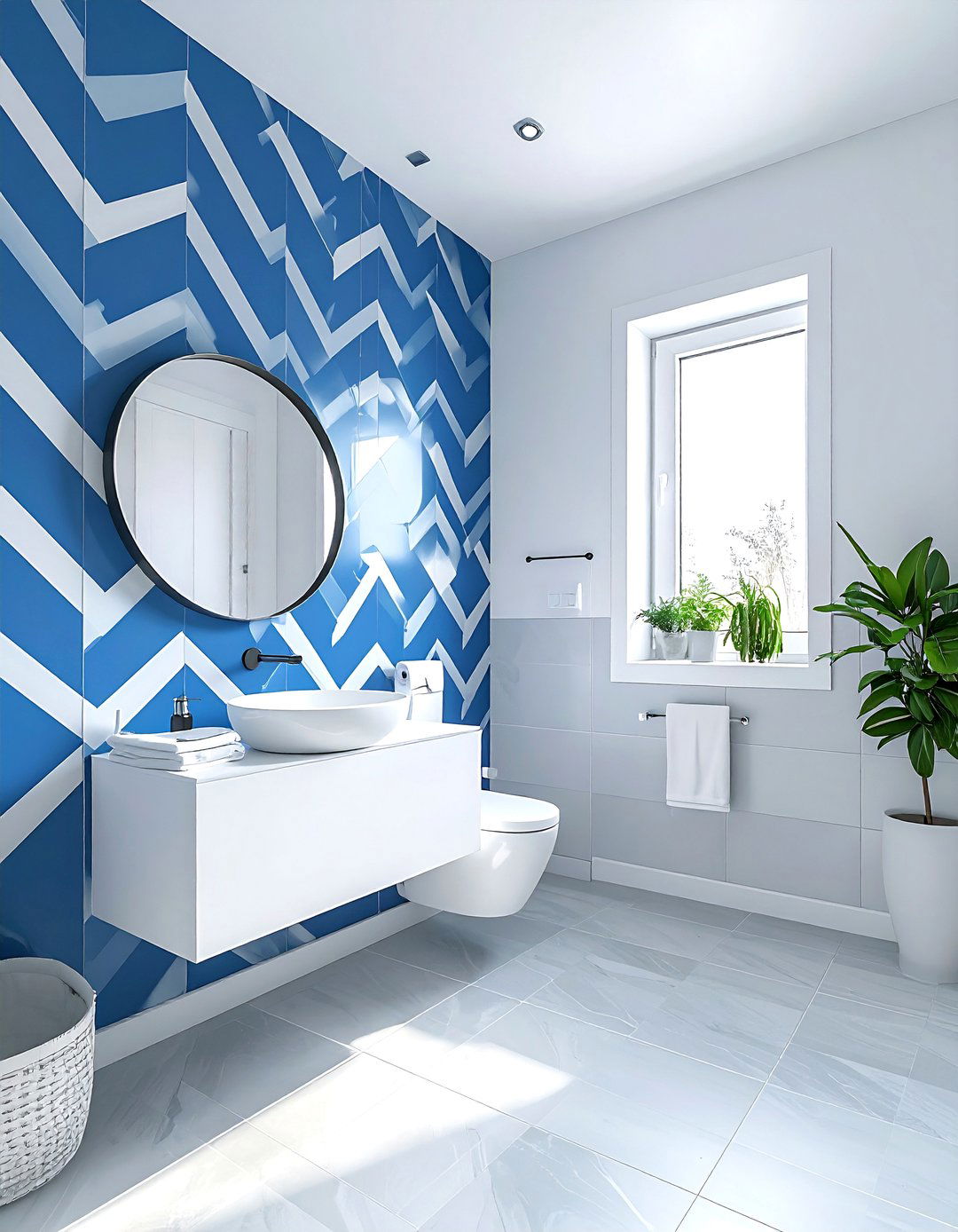 Patterned Wallpaper Bathroom - 30 teen bathroom ideas