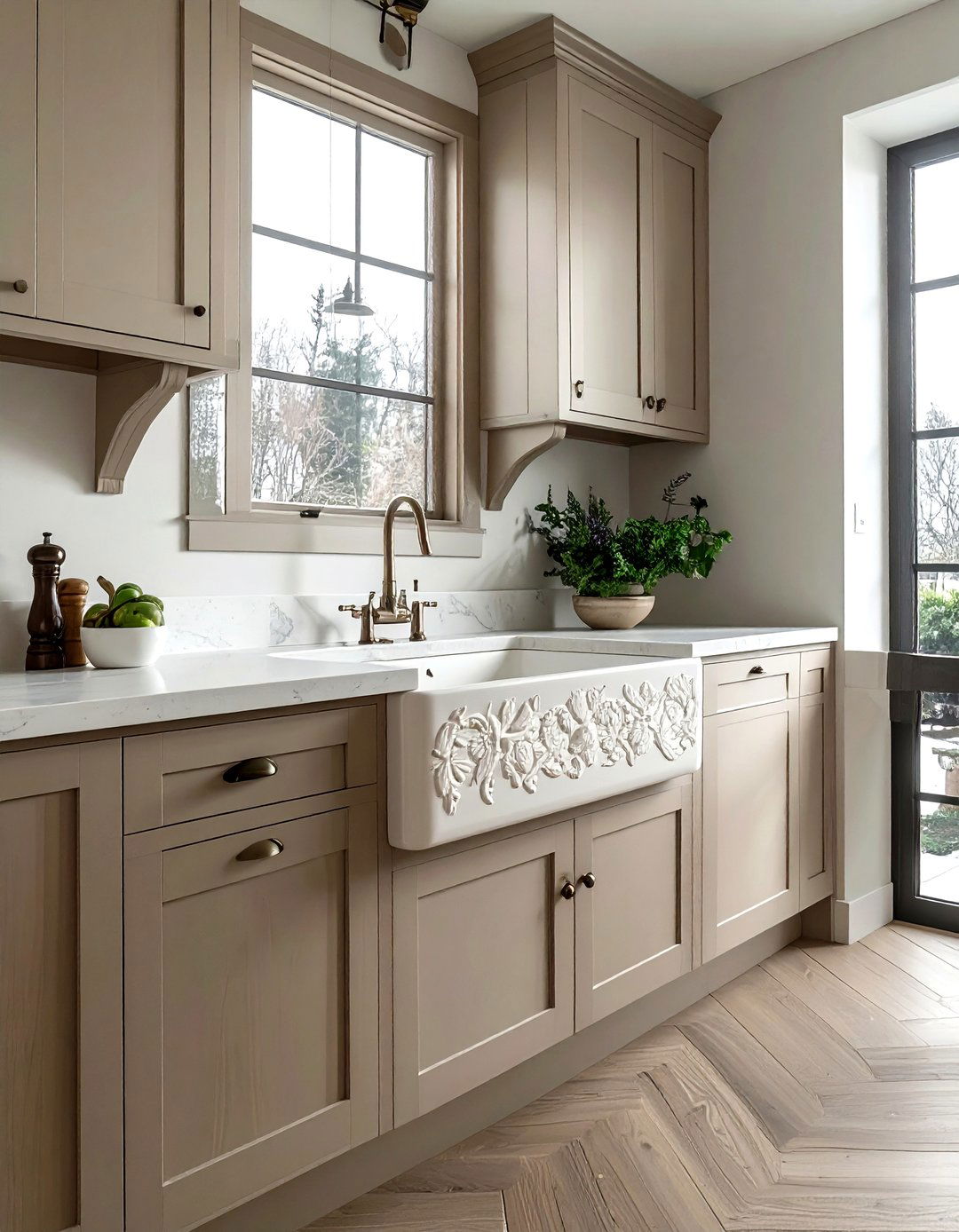 Patterned apron front sink - 30 farmhouse sink kitchen ideas