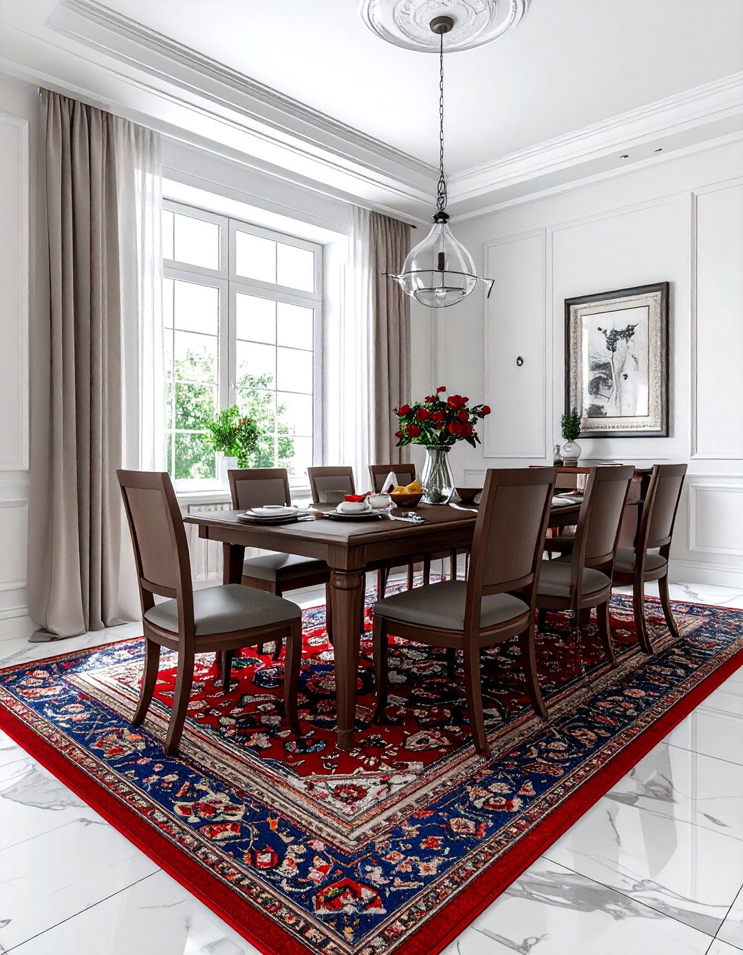 Patterned area rug dining room - 30 new traditional dining room ideas