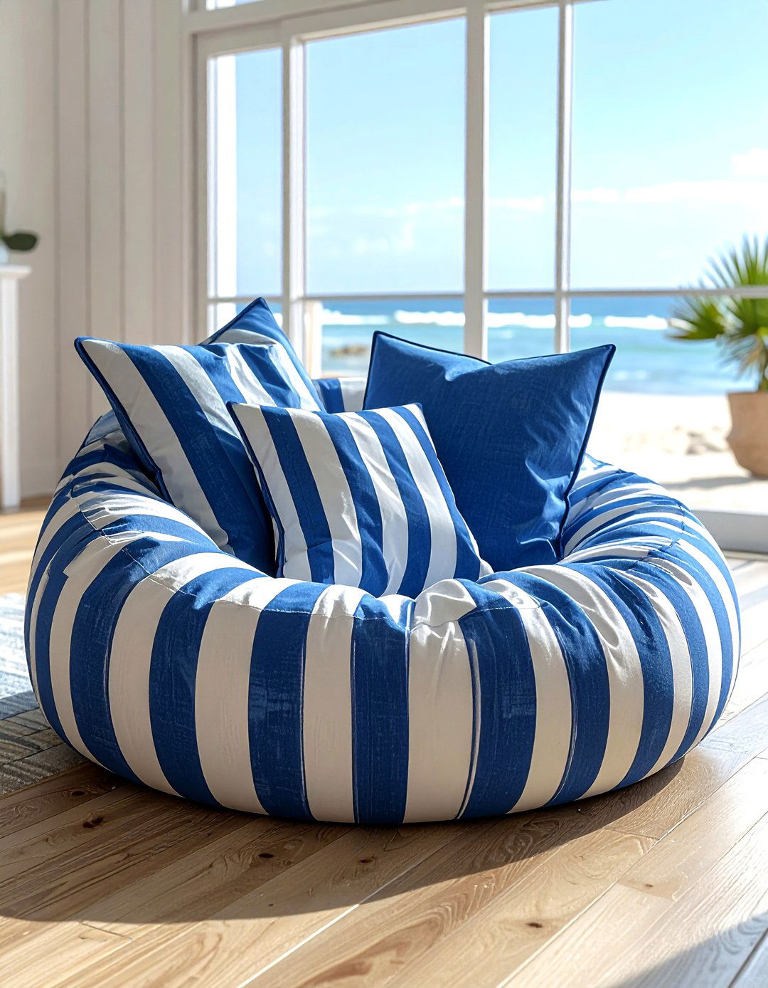 Patterned bean bag seat - 30 living room bean bag ideas