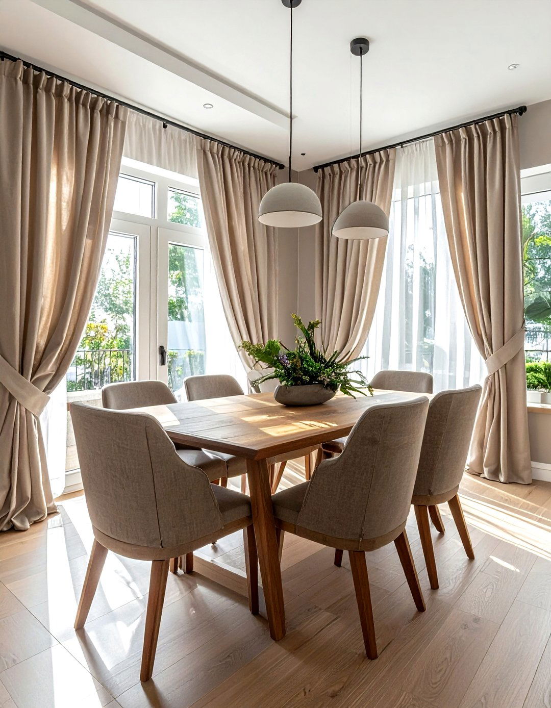 Patterned dining room curtain - 30 transitional dining room ideas