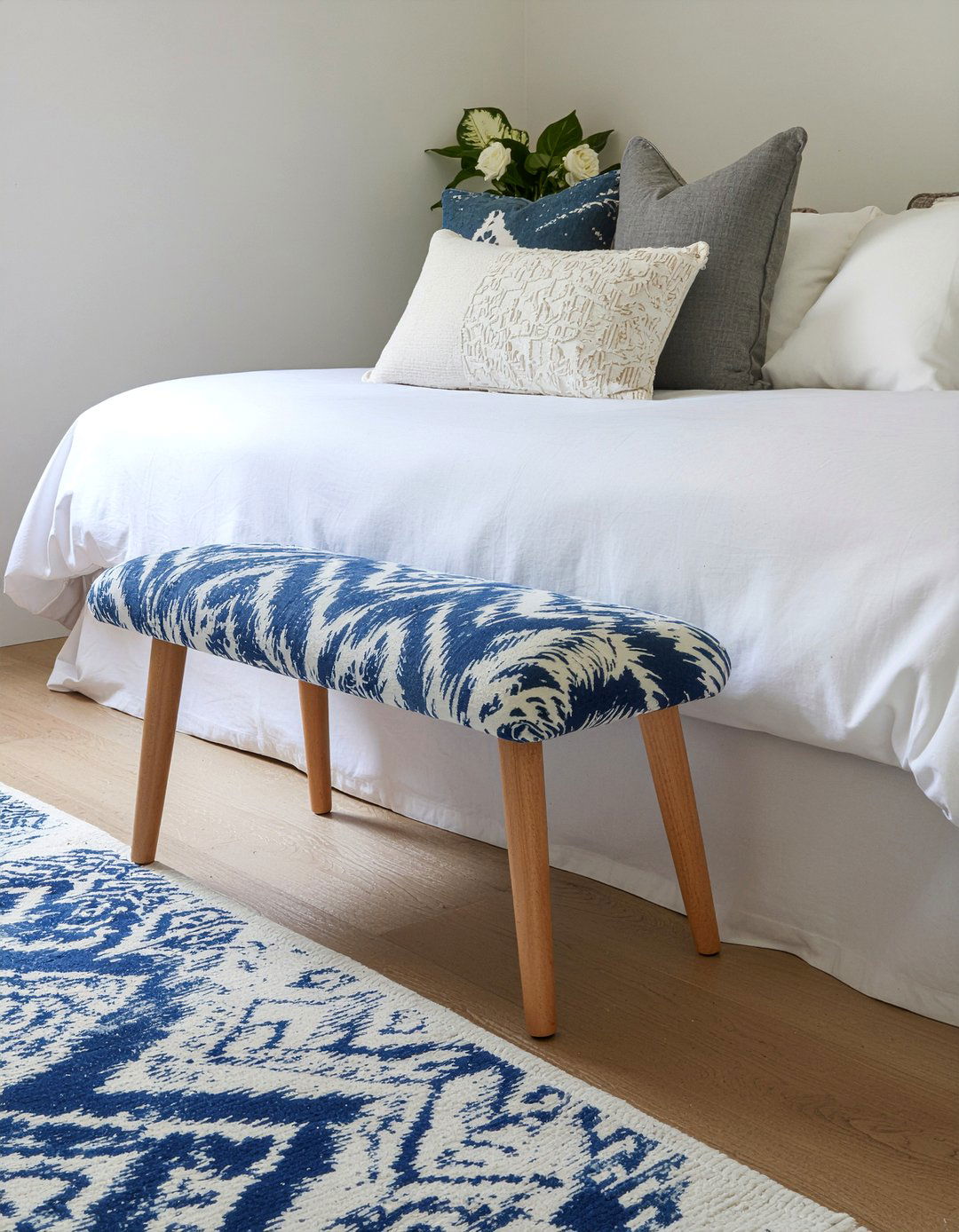 Patterned fabric bench - 30 bedroom end of bed benches