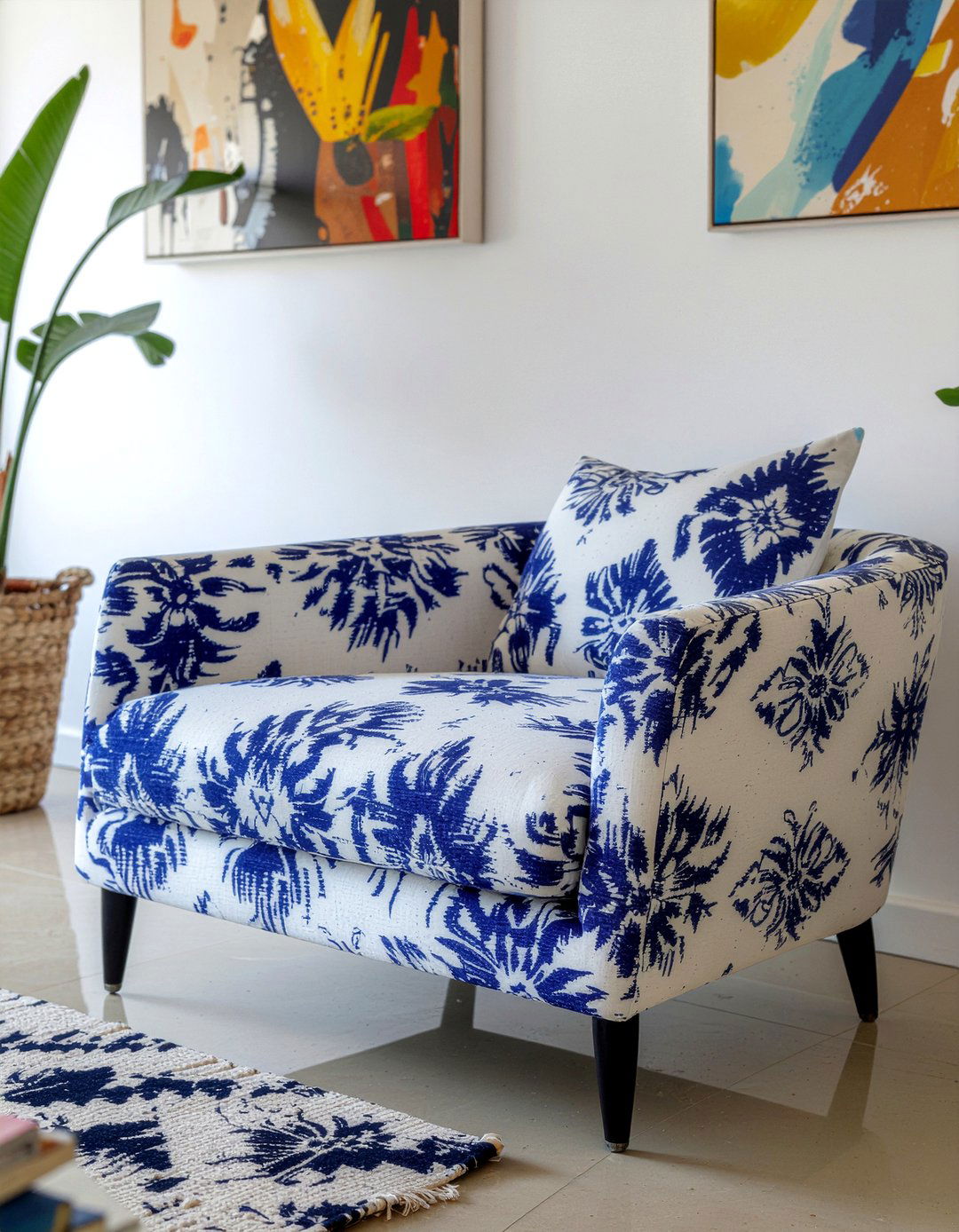 Patterned fabric settee - 30 living room settee ideas