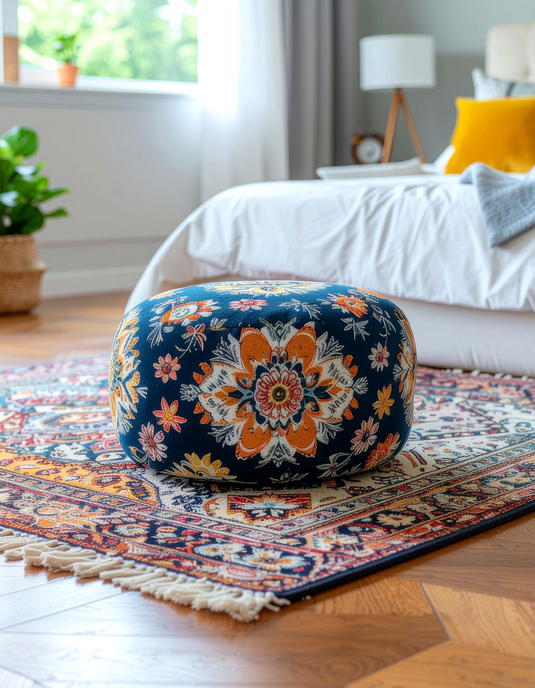 Patterned floor pouf - 30 bedroom poufs