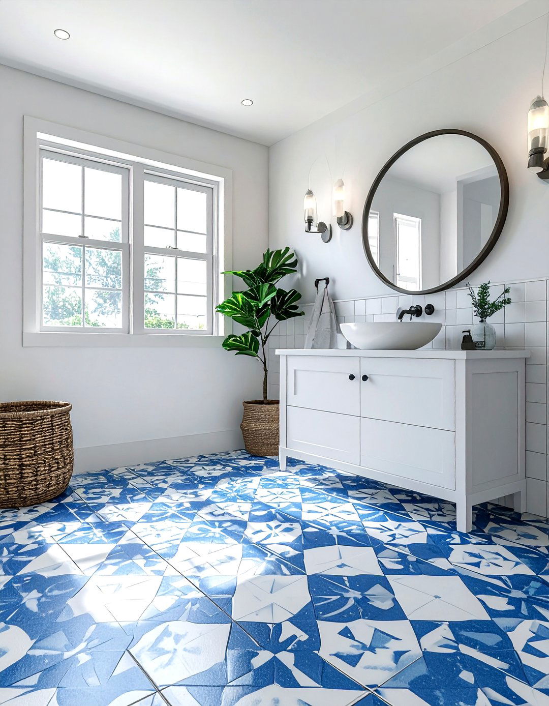 Patterned floor tile - 30 bathroom update ideas
