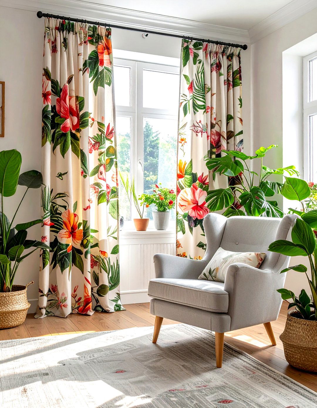 Patterned floral living room curtains - 30 drape ideas
