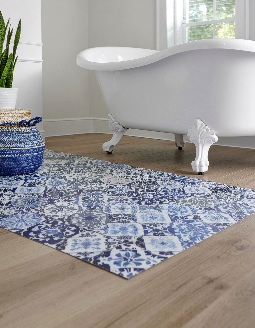 Patterned peel and stick floor tile - 30 partial bathroom remodel ideas