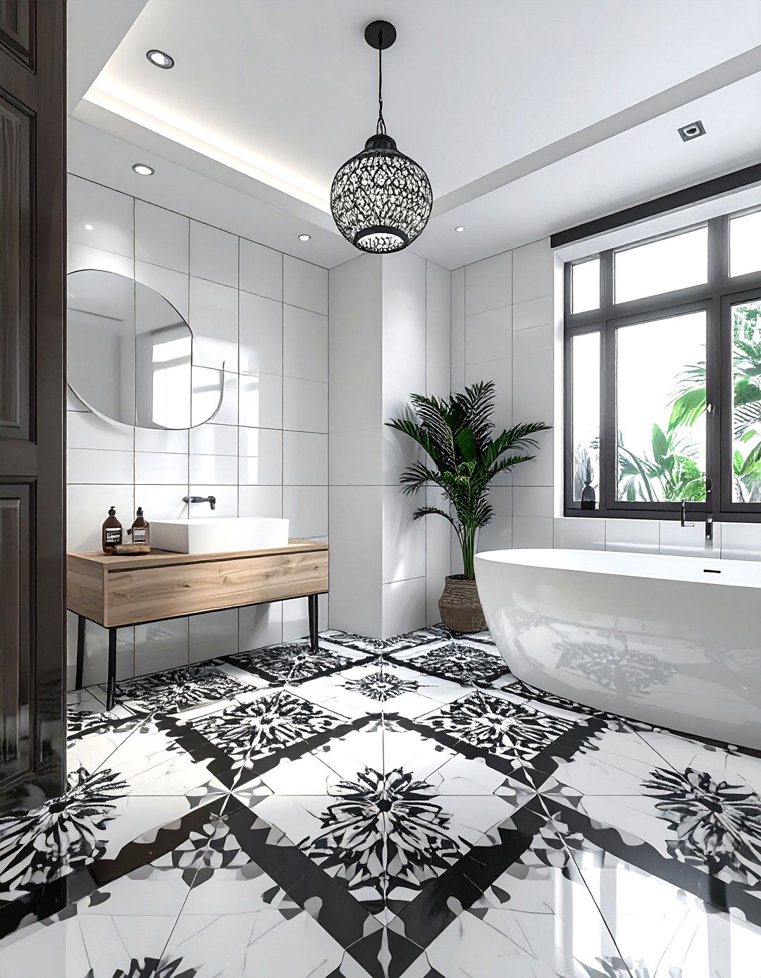 Patterned porcelain tile bathroom - 30 porcelain tile bathroom ideas