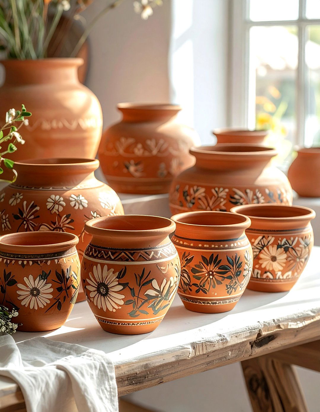 Patterned terracotta pots - 30 terracotta planter ideas