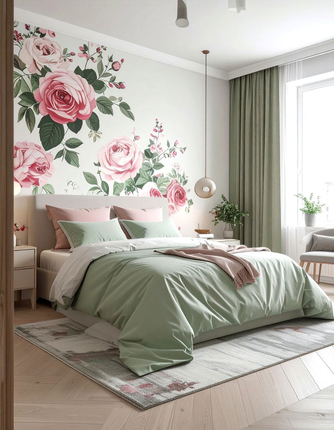 Patterned wallpaper bedroom - 30 show home bedroom ideas