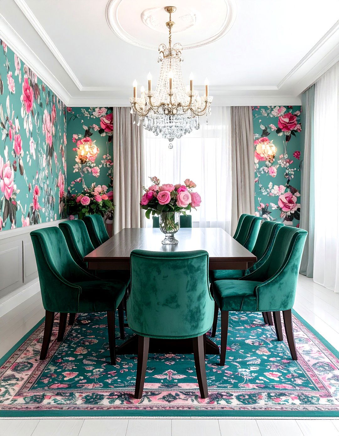 Patterned wallpaper dining room - 30 maximalist decor ideas