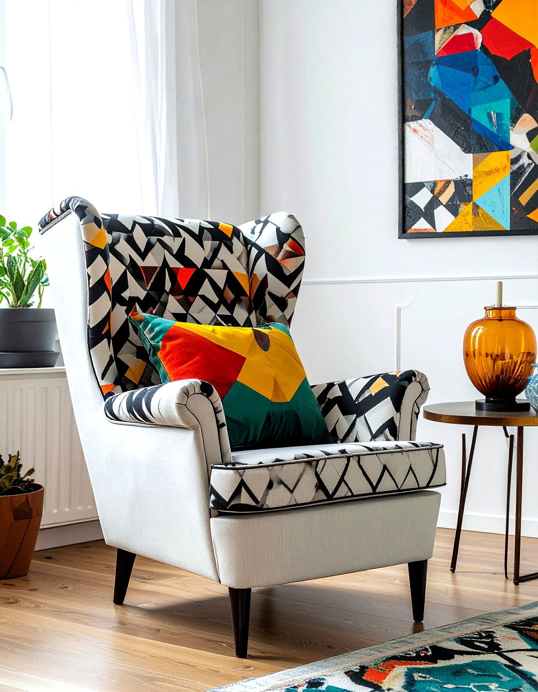 Patterned wingback chair - 30 living room wingback chairs