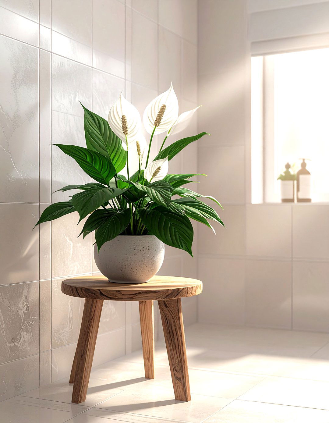 Peace lily in bathroom - 30 bathroom plant accent ideas