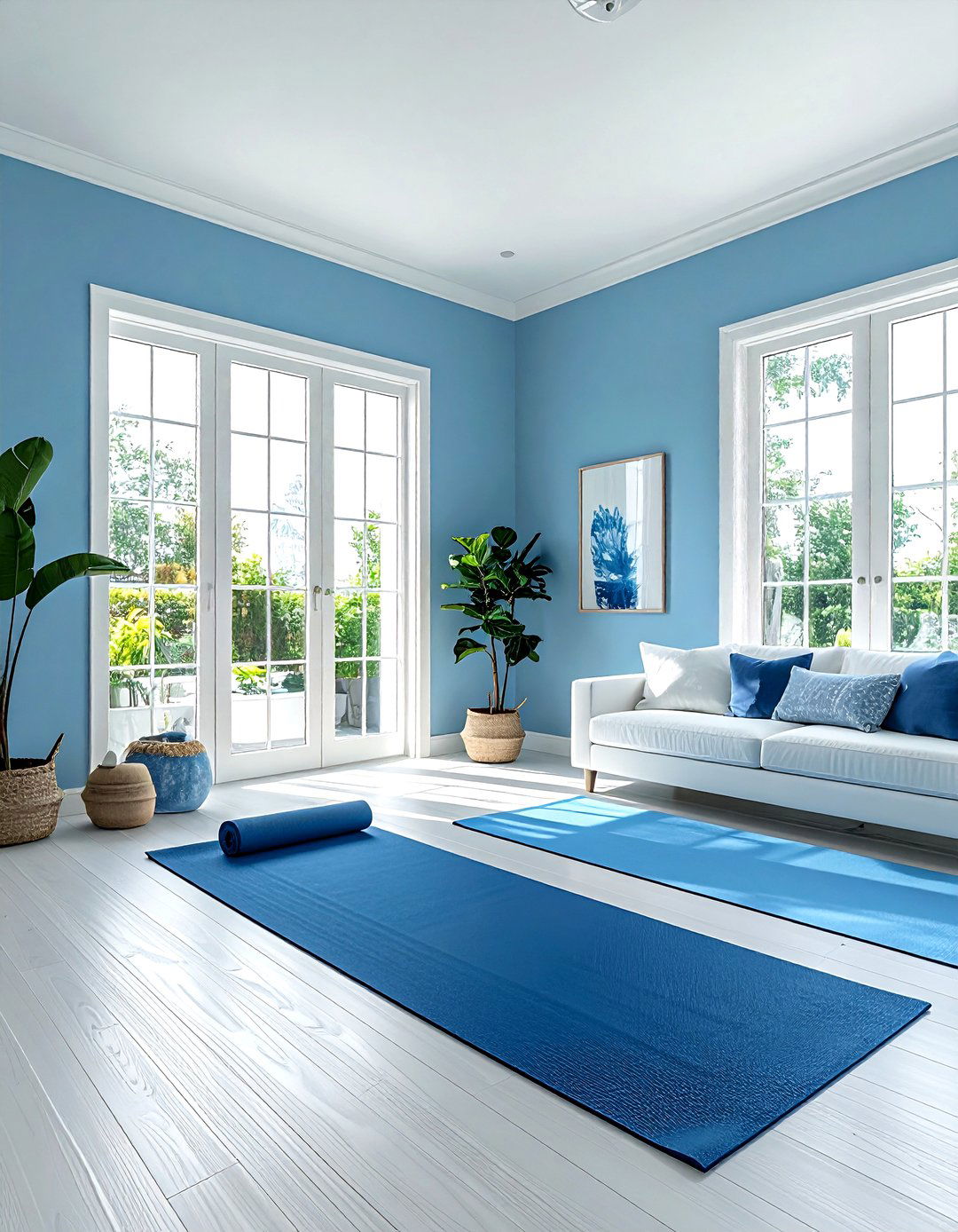 Peaceful Blue Living Room - 30 yoga living room ideas