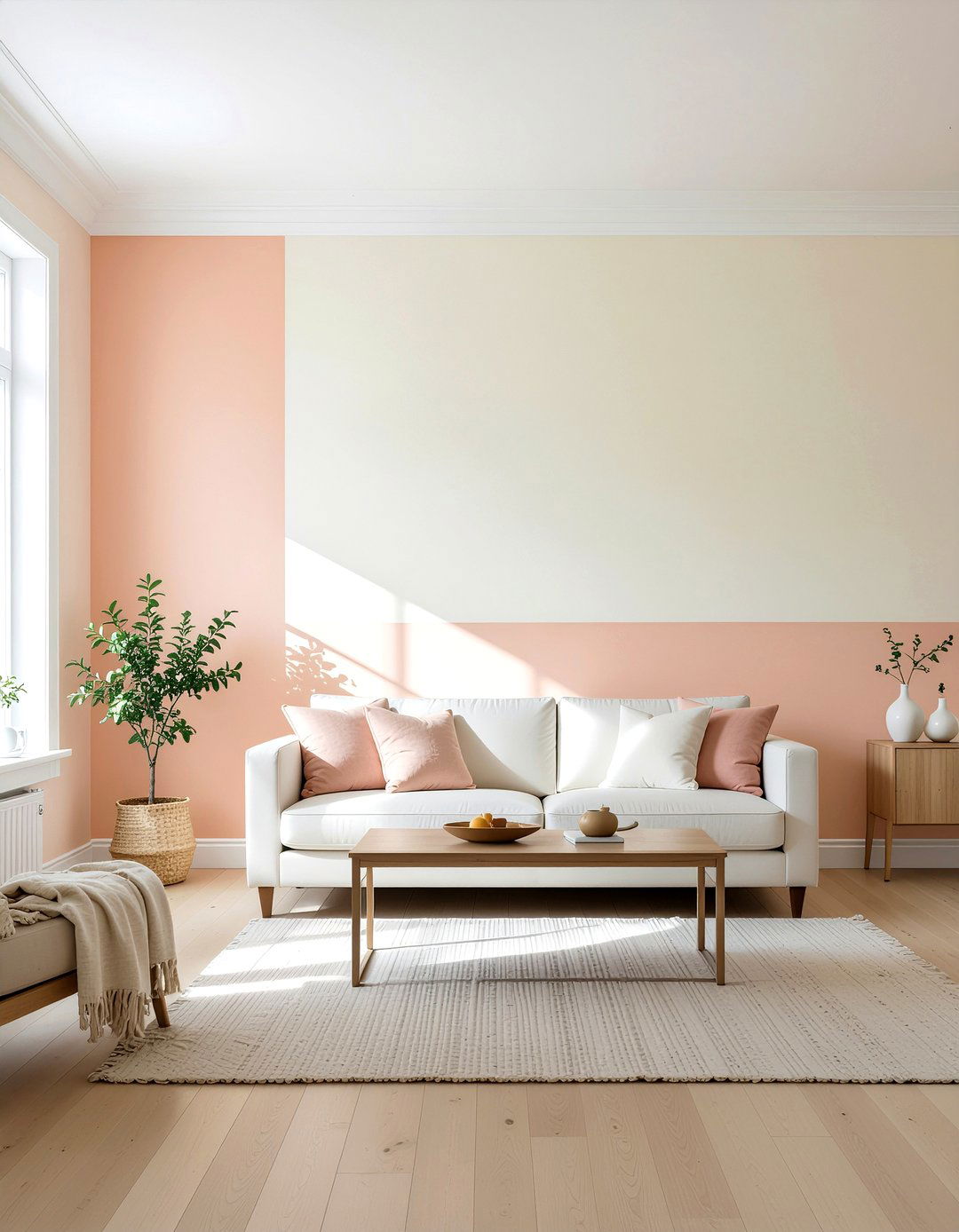 Peach And Cream Living Room Wall - 30 living room two tone walls