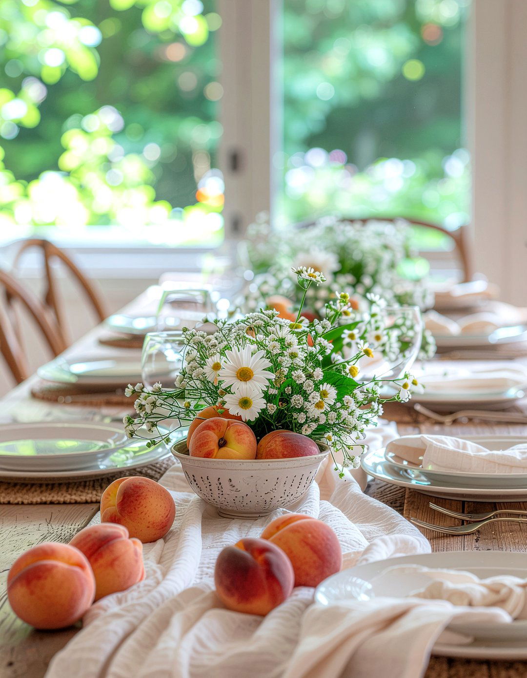 Peach And Cream Table - 30 fruit centerpiece dining ideas