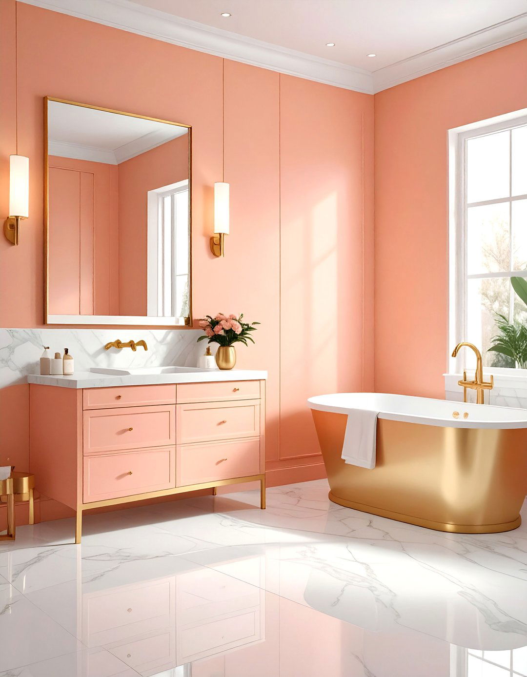 Peach And Gold Bathroom - 30 warm tone bathroom ideas
