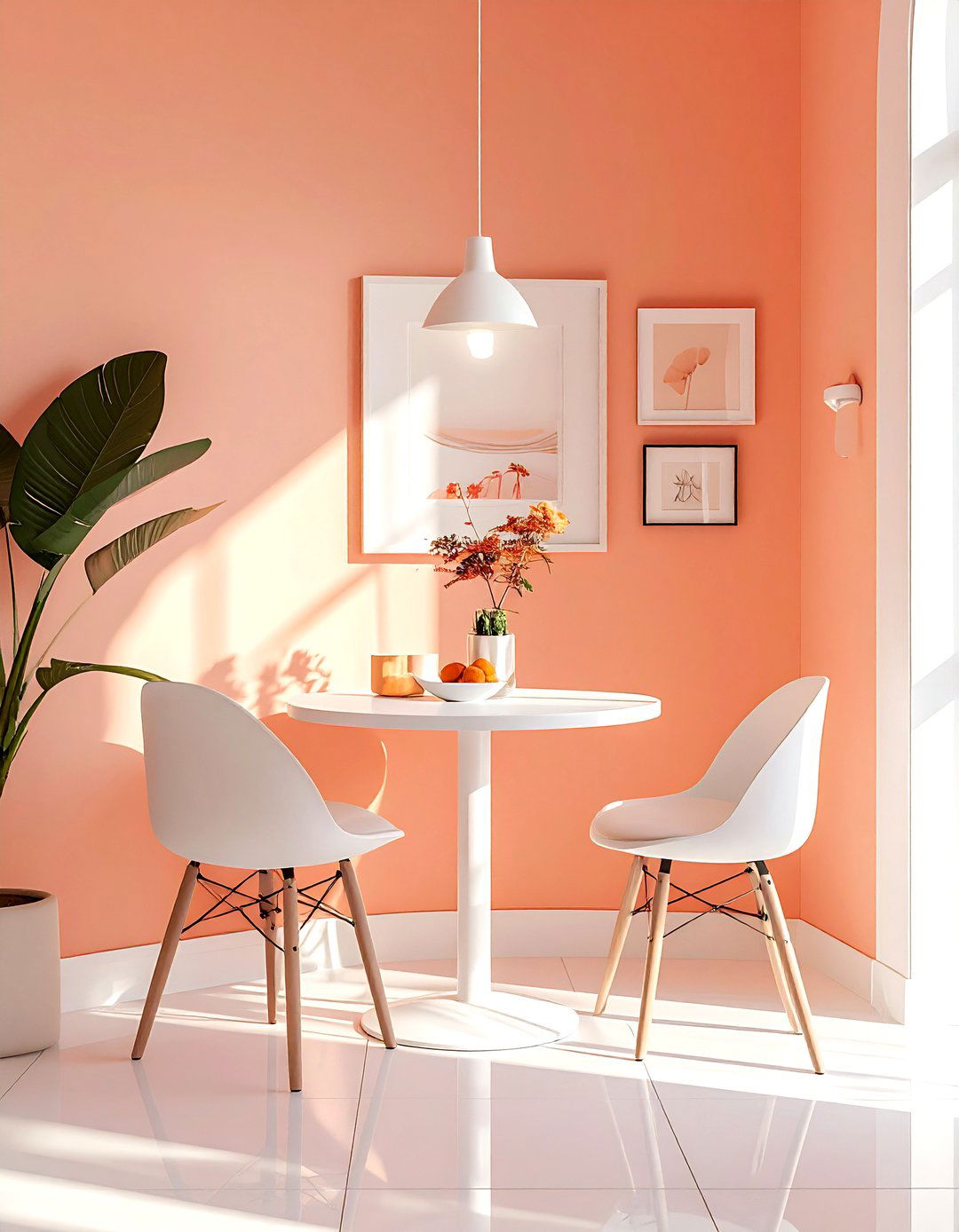 Peach And White Small Dining Space - 30 orange and white dining room ideas