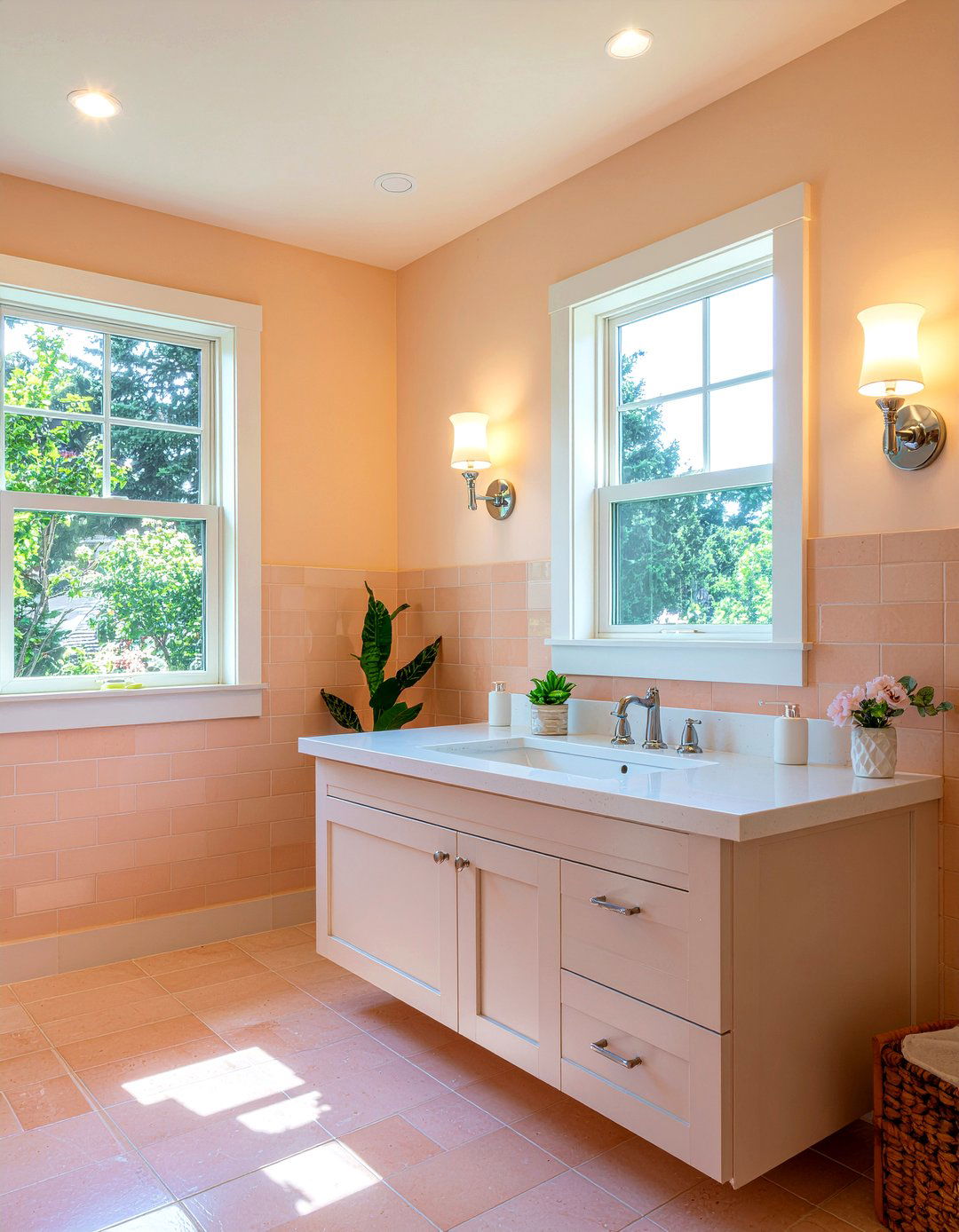Peach Bathroom - 30 monochromatic bathroom ideas