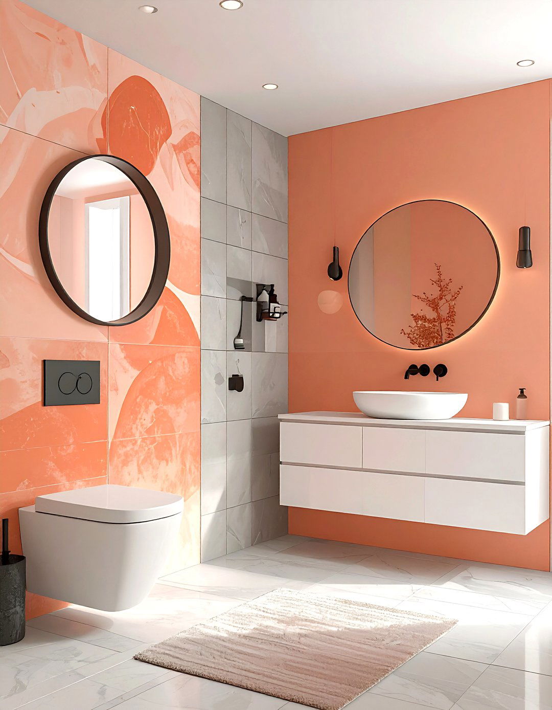 Peach Bathroom - 30 bathroom accent color ideas