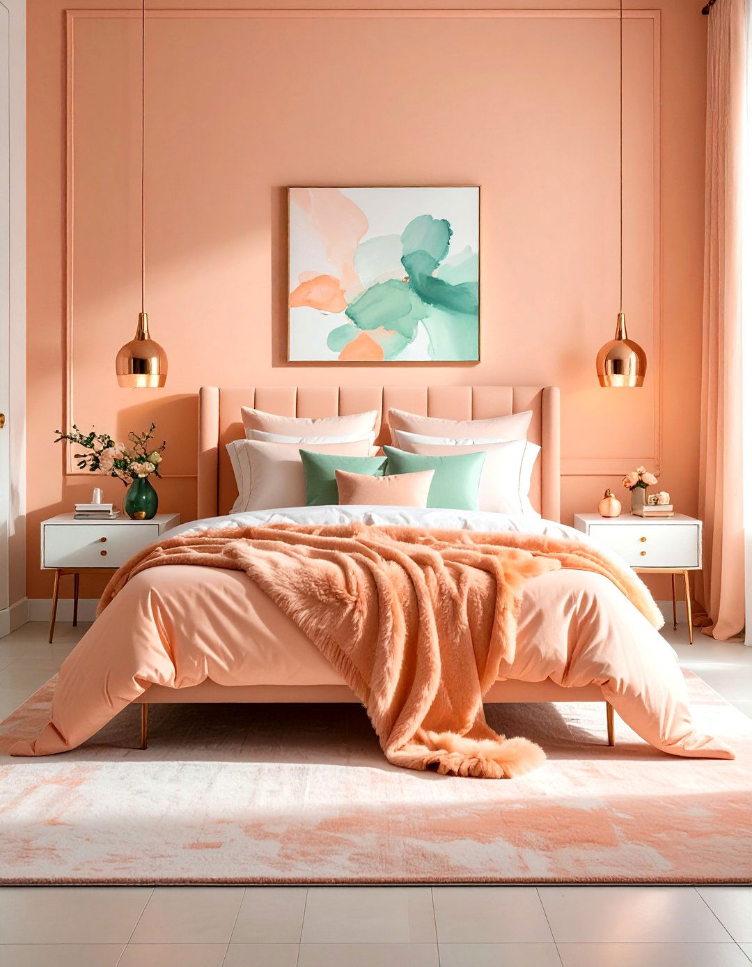 Peach Bedroom Style - 30 bedroom accent color ideas