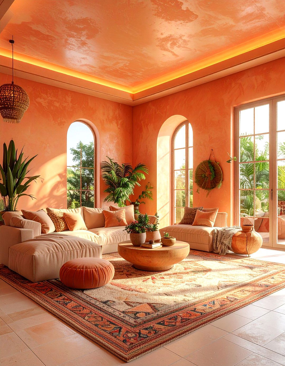 Peach Ceiling - 30 living room ceiling color ideas